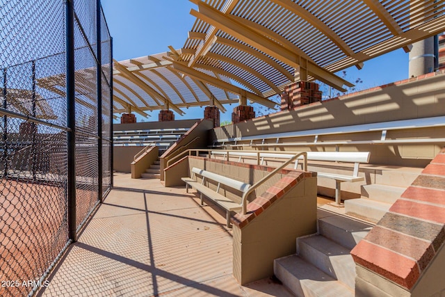 view of patio / terrace featuring a pergola and fence