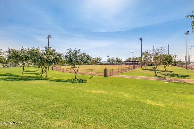 surrounding community featuring a yard and fence