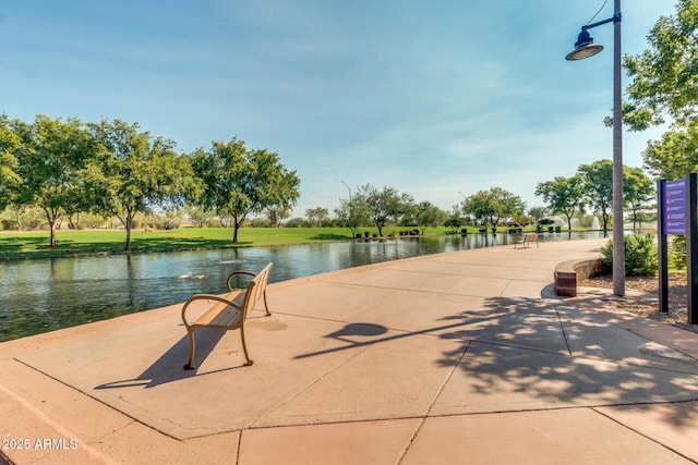 exterior space featuring a water view