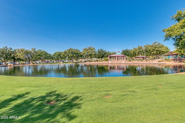 water view with a gazebo