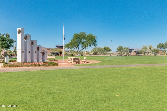 view of property's community with a yard