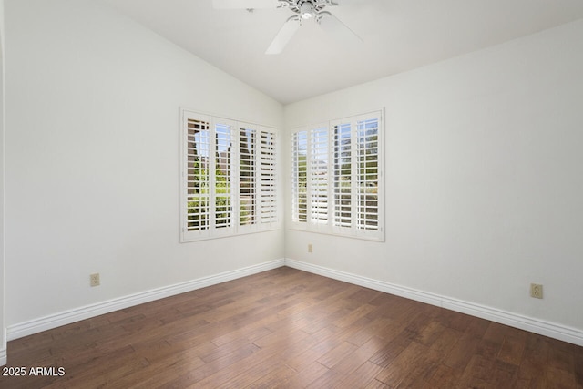 19102 N 91st St, Scottsdale, AZ 85255 - unfurnished room featuring ceiling fan, wood-type flooring, and lofted ceiling