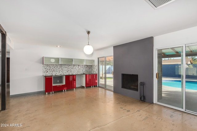 living room featuring concrete flooring