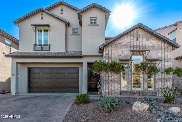 view of front of property with a garage