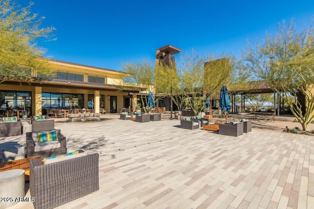 exterior space featuring outdoor lounge area and outdoor dining space