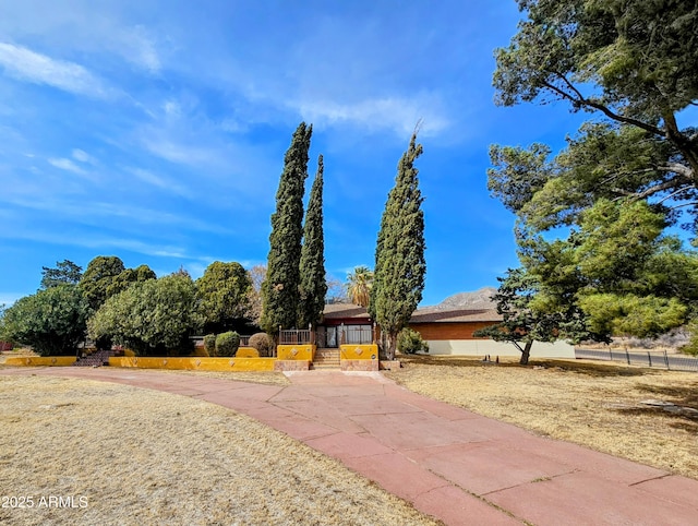 view of property's community featuring curved driveway