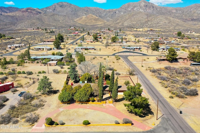 aerial view with a mountain view