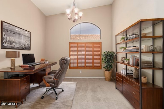 6936 E Snowdon St, Mesa, AZ 85207 - carpeted office space featuring a chandelier and baseboards