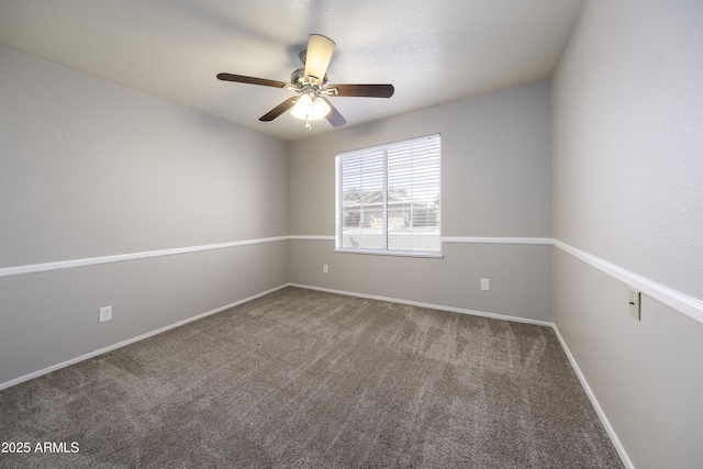 empty room featuring ceiling fan and carpet floors