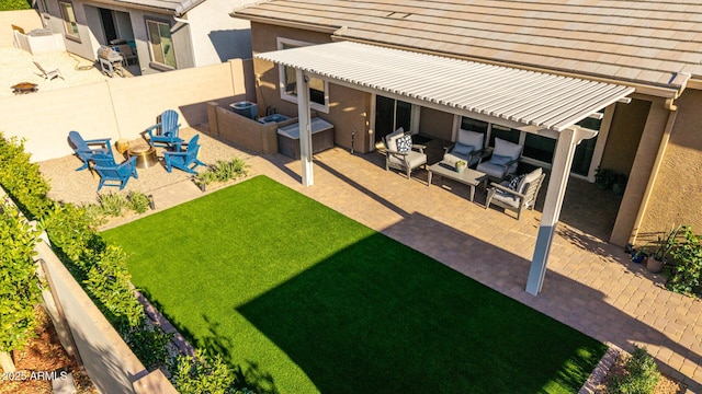 9764 E Thornbush Ave, Mesa, AZ 85212 - view of yard featuring a patio area, an outdoor hangout area, and a pergola