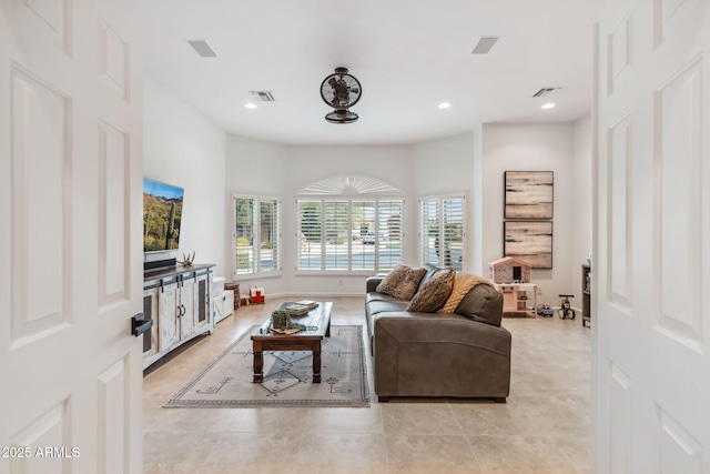 view of tiled living room