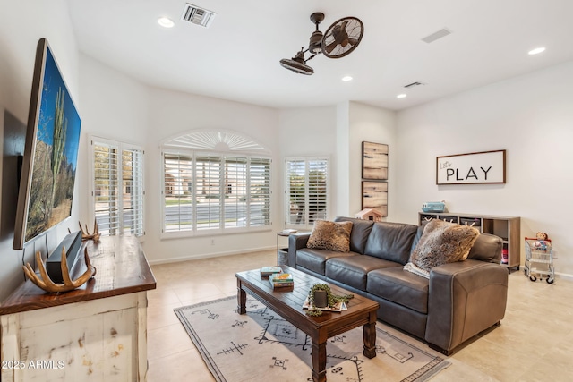 view of tiled living room