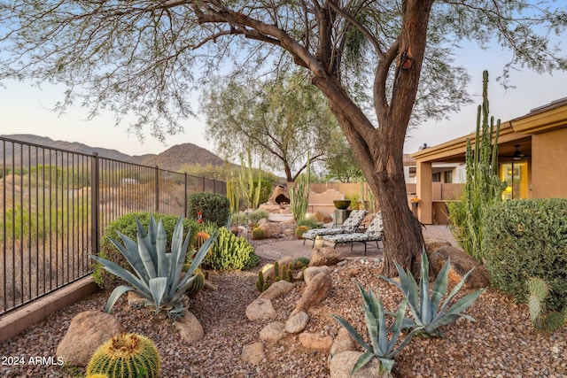 view of yard featuring a mountain view