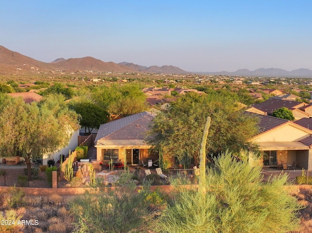 exterior space featuring a mountain view