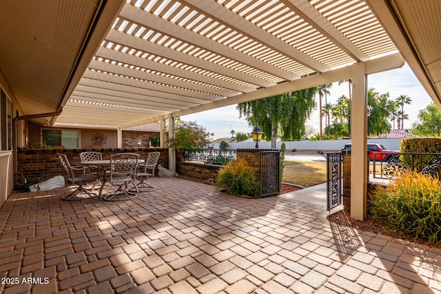 view of patio with a pergola