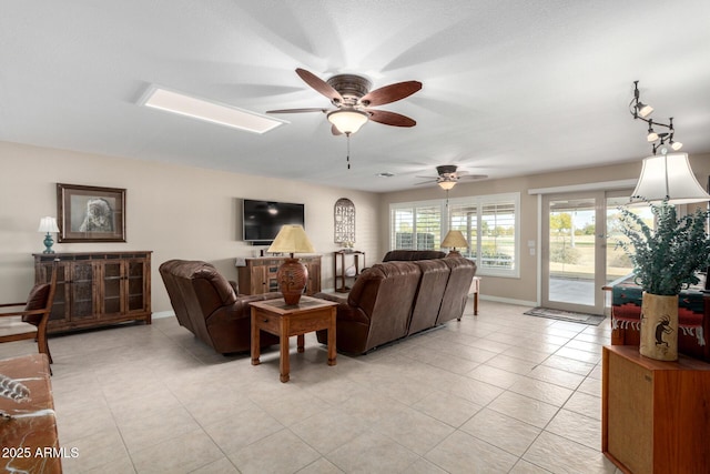 living room with light tile patterned floors