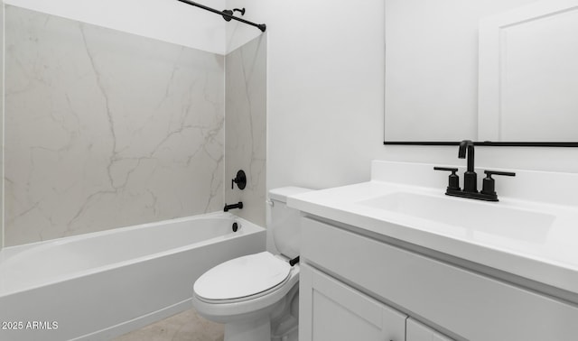 bathroom with vanity, toilet, and washtub / shower combination