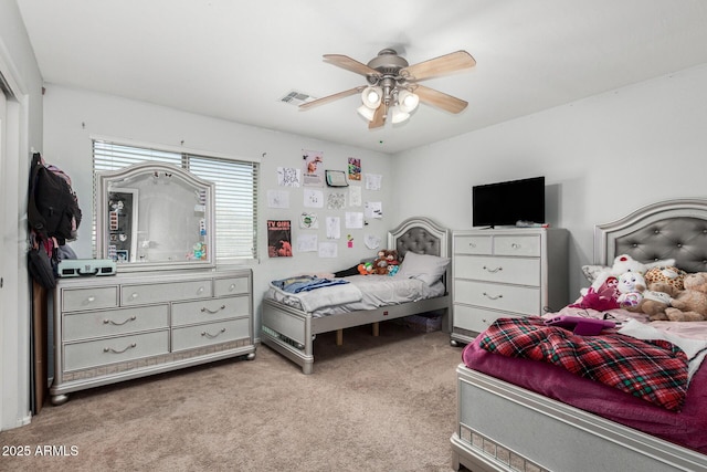 3545 W Tanner Ranch Rd, San Tan Valley, AZ 85144 - bedroom featuring light carpet and a ceiling fan