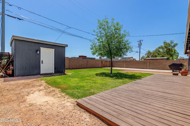 8331 N 6th St, Phoenix, AZ 85020 - fenced backyard with a storage shed and a wooden deck