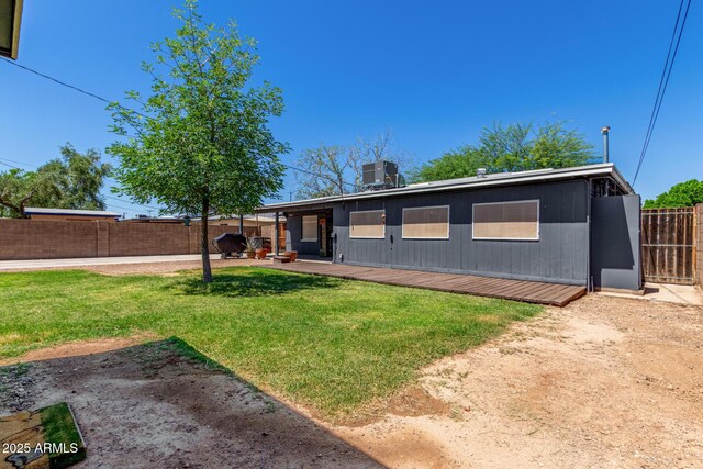 8331 N 6th St, Phoenix, AZ 85020 - view of front of home featuring a fenced backyard, a patio area, and a wooden deck