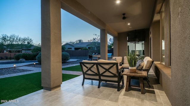 view of patio featuring an outdoor living space