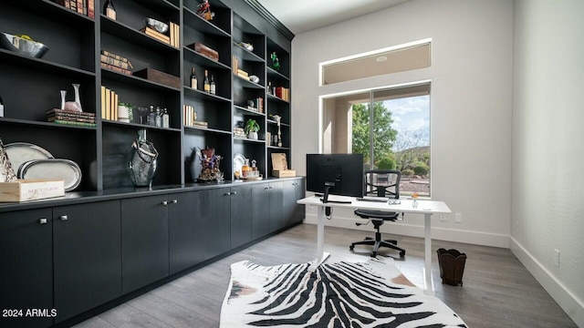 office area featuring light hardwood / wood-style flooring