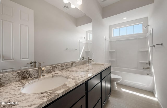 22523 E Orchard Ln, Queen Creek, AZ 85142 - full bath with toilet, double vanity, and  shower combination