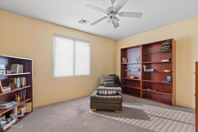 28607 N 152nd St, Scottsdale, AZ 85262 - sitting room featuring carpet flooring, ceiling fan, and visible vents