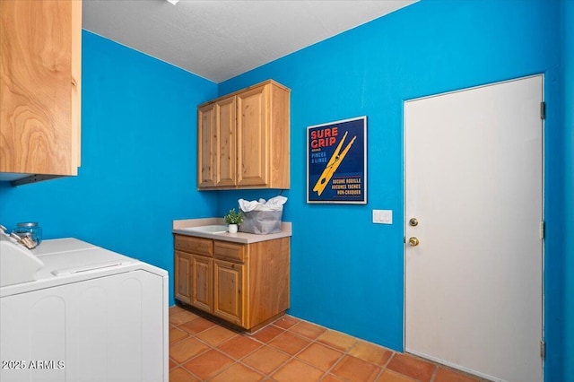 28607 N 152nd St, Scottsdale, AZ 85262 - washroom featuring light tile patterned floors, washer / clothes dryer, and cabinet space