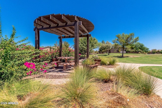 view of yard featuring a pergola