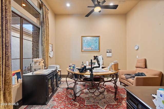 office featuring ceiling fan