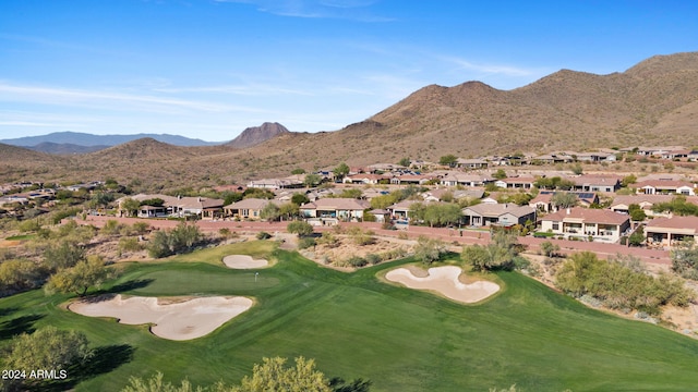 drone / aerial view featuring a mountain view