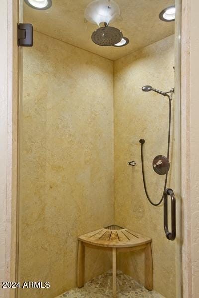 bathroom featuring walk in shower