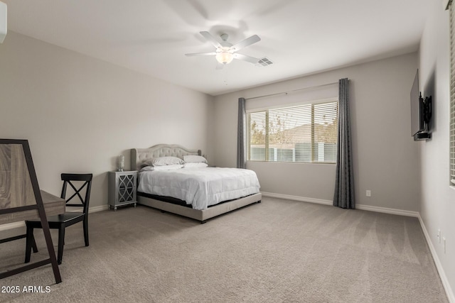 bedroom with carpet floors and ceiling fan