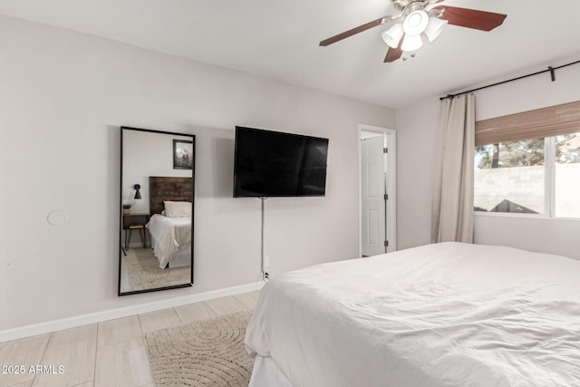 bedroom featuring ceiling fan