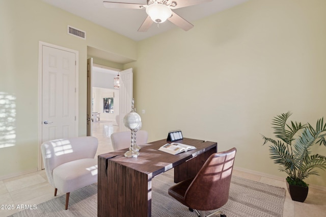 11299 E Greythorn Dr, Scottsdale, AZ 85262 - office with light tile patterned floors and a ceiling fan
