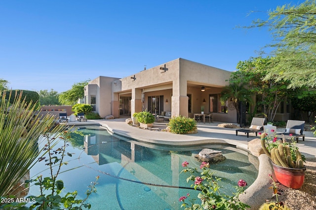 11299 E Greythorn Dr, Scottsdale, AZ 85262 - swimming pool featuring a patio and ceiling fan