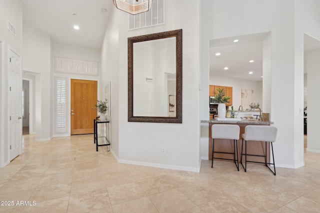 11299 E Greythorn Dr, Scottsdale, AZ 85262 - foyer entrance featuring a high ceiling, recessed lighting, and light tile patterned flooring
