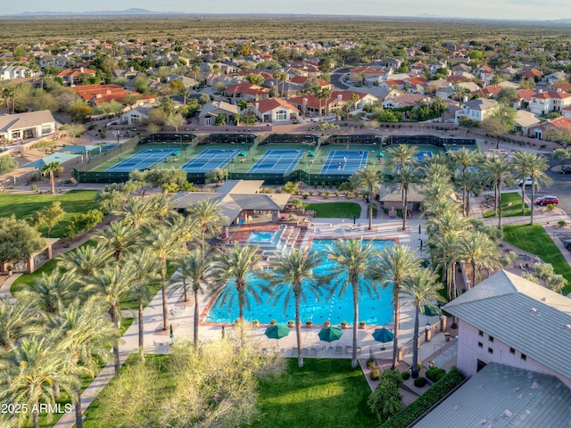 drone / aerial view with a residential view