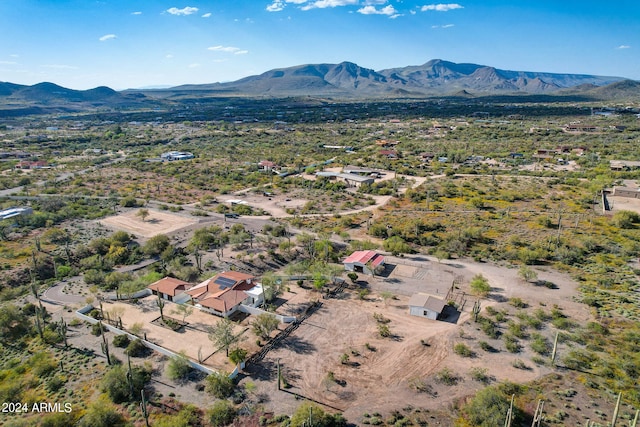 drone / aerial view featuring a mountain view