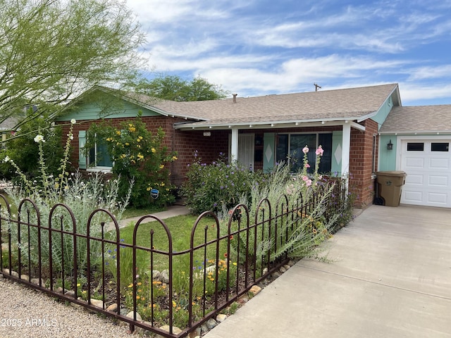 2921 E Cheery Lynn Rd, Phoenix, AZ 85016 - ranch-style house featuring a shingled roof, brick siding, an attached garage, driveway, and a front lawn
