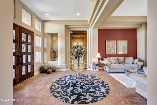 entryway with tile patterned flooring