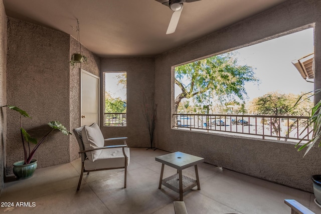 balcony with ceiling fan