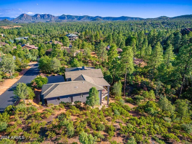 birds eye view of property featuring a mountain view