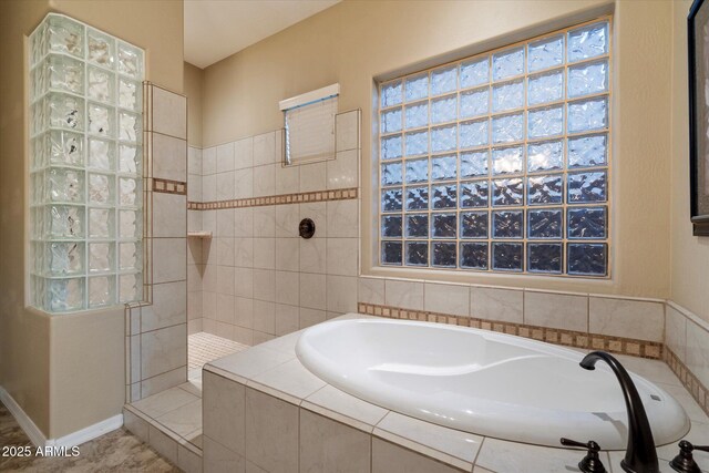 3350 S Holguin Way, Chandler, AZ 85248 - bathroom with walk in shower and a garden tub