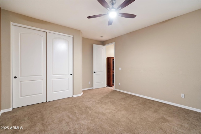 3350 S Holguin Way, Chandler, AZ 85248 - unfurnished bedroom with carpet, baseboards, a closet, and ceiling fan