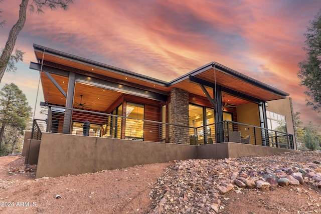 contemporary home featuring ceiling fan