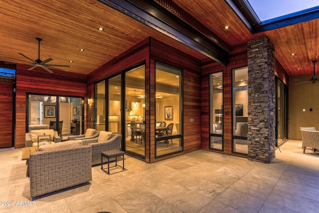 view of patio featuring outdoor lounge area and ceiling fan