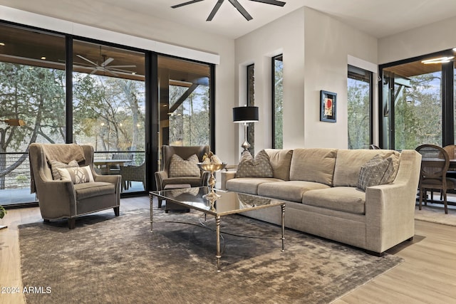 living room featuring light wood-type flooring