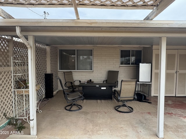view of patio with a pergola